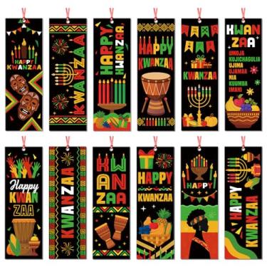 Imagem de Cosmisun Marcadores de livro Happy Kwanzaa - 120 peças de marcadores de página de papel kwanzaa africano tradicional festival de livro marcador de página clipe para festa celebra lembranças de leitura