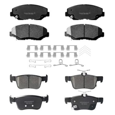 Imagem de YxpBrake Kit de pastilhas de freio a disco dianteiras traseiras de cerâmica com ferragens adequadas para Honda Civic 2016 2017 2018 2019