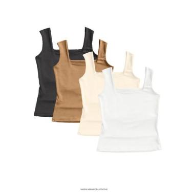 Imagem de Kit 4 Regata Lisa Feminina Elegante Suplex Verão - Blitz Feminina, Pre