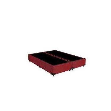 Imagem de Cama Base Box King Bipartido Suede Vermelho 38x193x203 - RR COLCHOES