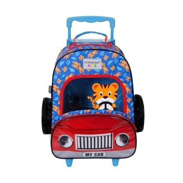 Imagem de Mochila Escolar Grande Tigre Azul Dermiwil com Rodinhas