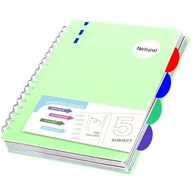 Imagem de FLYING EAGLE Cadernos espirais de capa dura 17,78 cm x 25,4 cm Caderno com 5 assuntos, pautado com divisórias, caderno de diário espiral forrado com 204 páginas para escrita de trabalho, verde B5