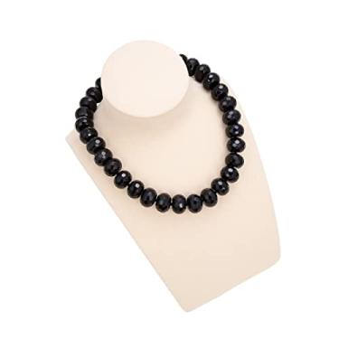 Imagem de DWBPGVUN Joias 13 x 18 mm em formato de ábaco preto Rondelle facetadas colar de pedras preciosas 45,7 cm para mulheres