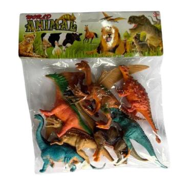 Imagem de Kit Brinquedo de Borracha Dinossauros 08 Peças Diversos - Elite