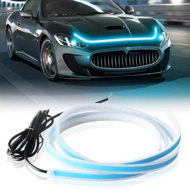 Imagem de Fita de LED para Carro Azul Gelo, 60cm, Seta Amarela Sequencial, 12V, Iluminação Personalizada, Fita de LED Automotiva Cortável