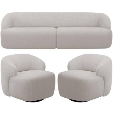 Imagem de Sofá 3 Lugares Curvo Orgânico Com 02 Poltronas Living 220cm Barolo L06