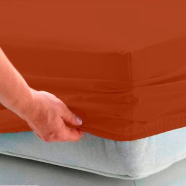 Imagem de Lençol casal avulso com elastico 180 fios - BEM ME QUER, TERRACOTA