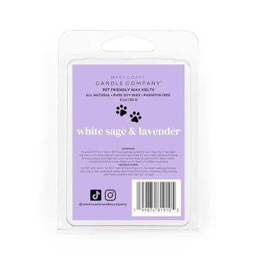 Imagem de Sálvia branca e lavanda | Cera derretida para animais de estimação | Soja natural | Queima limpa | Não tóxica | Aprovado por veterinários | Eliminador de odores de animais de estimação | Cera
