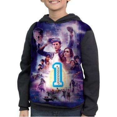 Imagem de Casaco Moletom Infantil Filme Jogador Nº 1 Full Print - smoke, Preto, 