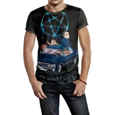 Imagem de Camiseta Masculina Supernatural Ref:255 - smoke, Preto, XG