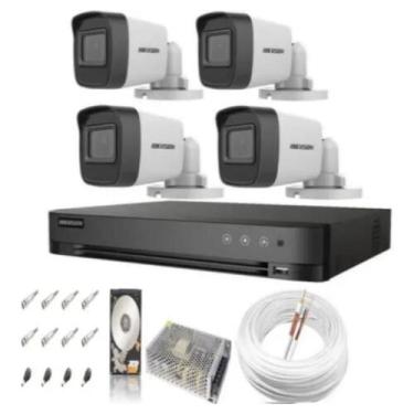 Imagem de Kit 4 Câmeras Hikvision Full HD 1080p com DVR 4 Canais, HD 500GB,Compl