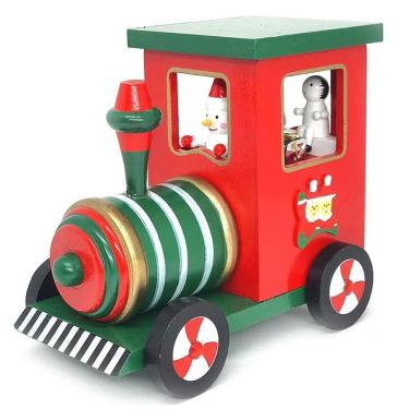 Imagem de Enfeite de Natal Caixa de Música a Corda Trenzinho em Madeira