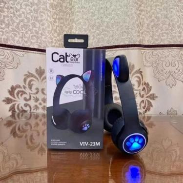 Imagem de fone gato Fone De Ouvido carinha Sem Fio Bluetooth Com Orelhas De Gato