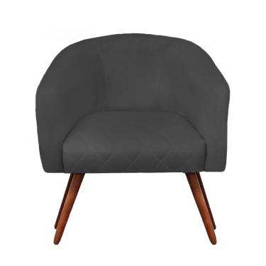 Imagem de Poltrona Bianca com Tressê Suede Grafite Pés Palito Castanho - D'Rossi