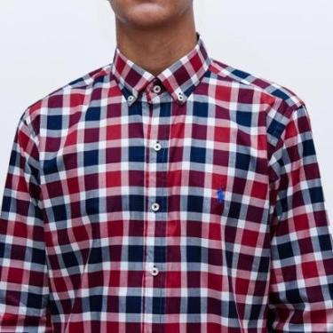 Imagem de Camisa Social Masculina Ralph Lauren Xadrez Vinho-Masculino