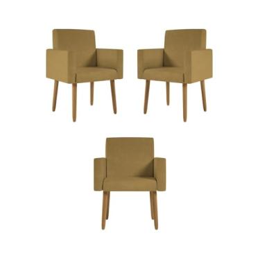 Imagem de Kit 03 Poltronas Nina Decorativa Para Recepção Cor Capuccino Cor:capuccino