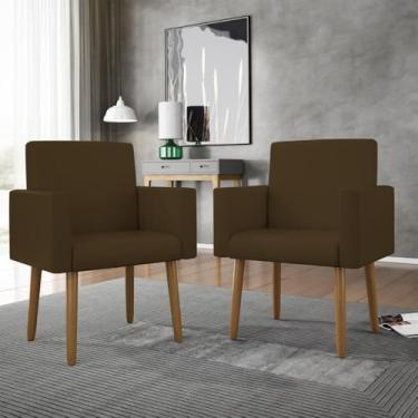 Imagem de Kit 02 Poltronas Decorativa Sala Oferta Tecido Courino Cor:courino Marrom