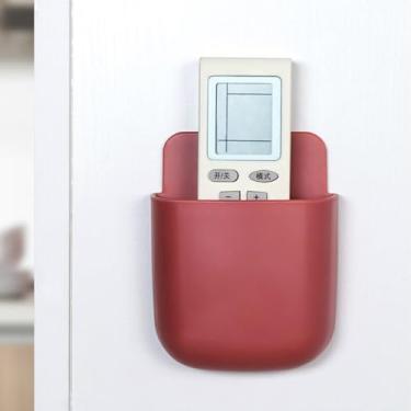 Imagem de Caixa de armazenamento de parede para controles remotos, telefones e acessórios, organizador adesivo multiuso, vermelho