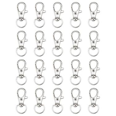 Imagem de 20 peças de clipes de chaveiro de aço inoxidável - ganchos giratórios de 360° para chaveiros, bolsas e artesanato - ferragens resistentes para projetos DIY - Cor níquel