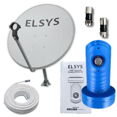 Imagem de Kit Antena Digital Parabólica Elsys 60cm Ku Lnbf Simples Cabo e Conect
