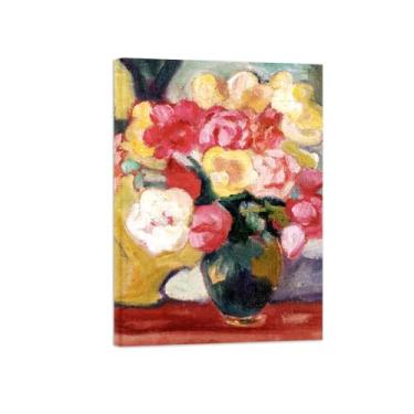 Imagem de Pôster e impressões em tela de flores vintage - reprodução de pintura de parede famosa - vaso de rosa - imagens prontas para pendurar tela embrulhada 50 x 70 cm 20 x 27 pol