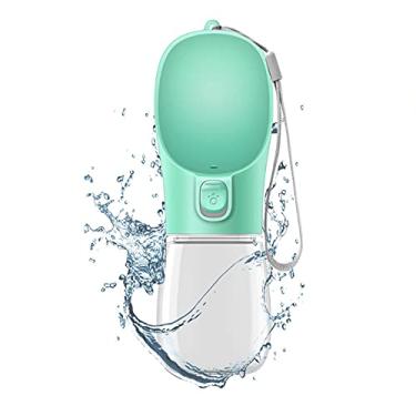 Imagem de 1 garrafa de água portátil para viagem para animais de estimação de 300 ml - copo de alimentação fácil de usar para aventuras ao ar livre, design à prova de vazamento, livre de BPA e verde durável