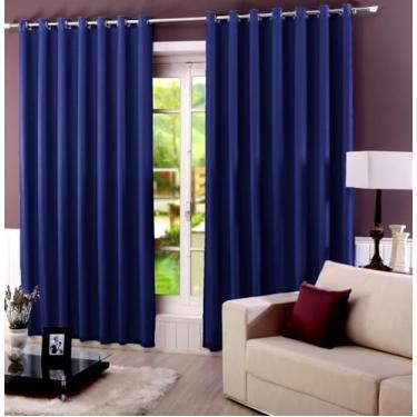 Imagem de Cortina Beatriz Blackout com Voil Xadrez 1,80m x 2,80m, Forro em PVC que Bloqueia 100% da Luz e Raios UV, Azul marinho, Protege Móveis e Piso, Design Elegante e Sofisticado – MC Cortinas