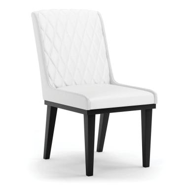 Imagem de Cadeira Sala De Jantar Base Madeira Preto Sofia Sintético Branco D03 - D'rossi