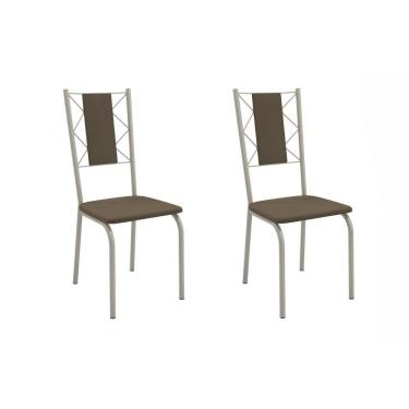 Imagem de Kit 2 Cadeiras Sala Jantar Lisboa 2c076nk Aço 2 Un Niquel-suede Cappuccino - Kappesberg