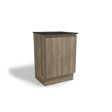 Imagem de Balcão De Cozinha Maxxi G742 P-cooktop 1 Porta C-tampo 60cm Nogal-preto Brilho - Kappesberg