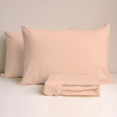 Imagem de Jogo De Lençol Simples Elástico 3 Peças Micro Percal Arte Cazza Marrom Casal Queen