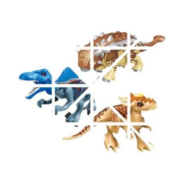 Imagem de Blocos De Montar De Dinossauros Jurássicos: Velociraptor, Triceratops,