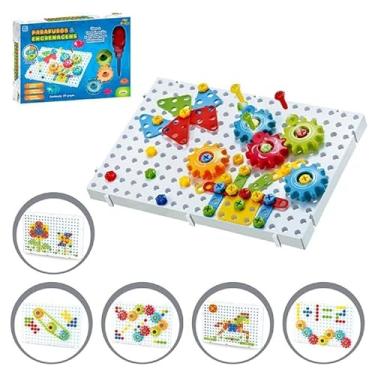 Imagem de Brinquedo Educativo Bancada Interativa, 177 Peças com Parafusos e Engrenagens, Brinquedo de Montar para Crianças