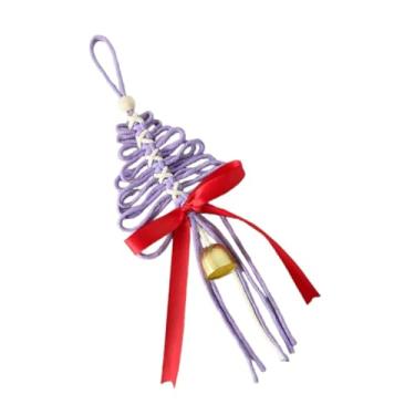 Imagem de MotiveTech Pingente de árvore de Natal tecido à mão, enfeite decorativo de Natal com sino para quarto, Roxo Claro
