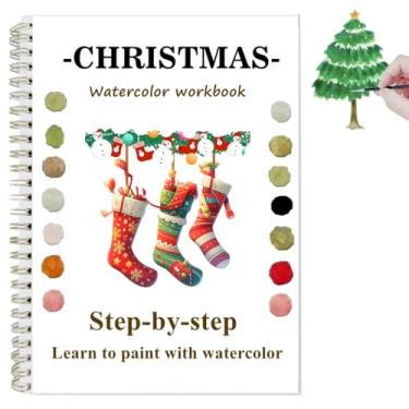 Imagem de Cadernos de exercícios em aquarela com esboços, livro de colorir aquático para iniciantes, conjunto de pintura em aquarela, artesanato, kit de pintura presente para adultos, adolescentes, artistas de