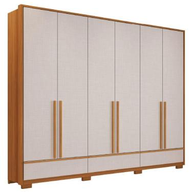 Imagem de Guarda Roupas Casal 6 Portas 3 Gavetas Espanha Madeirado / Off White Notável Madeir/Off