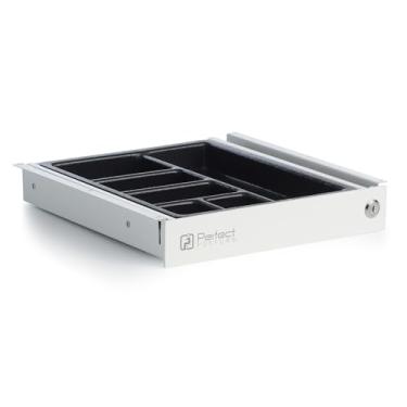 Imagem de Perfect POSTURE Gaveta de armazenamento máxima sob a mesa – Gaveta de mesa grande com trava para mesas regulares e de pé, branca (31,2 cm x 32,5 cm)