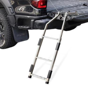 Imagem de Escada de porta traseira para caminhonete, universal de 86 a 106 cm de altura com pedal largo antiderrapante, escada de caminhão de aço inoxidável para Ford Dodge Ram Hilux Chevy GMC, capacidade 158