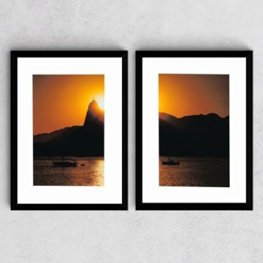 Imagem de Kit 2 Quadros Decoração Rio De Janeiro Composição Lagoa Foto Moldura