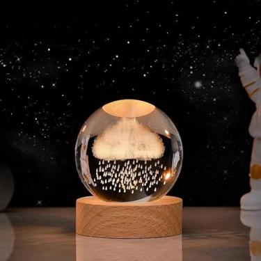 Imagem de Luminária de Mesa Bola de Cristal com LED - Luz Noturna para Quarto, Presente Decorativo 3D para Natal e Aniversário(2001-20)