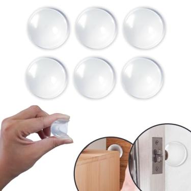 Imagem de 6 batentes de porta transparentes para parede, amortecimento de vibração e ruído, rolhas de borracha reutilizáveis/adesivo forte/livre de resíduos para uso interno e externo (40 x 40 x 8 mm)
