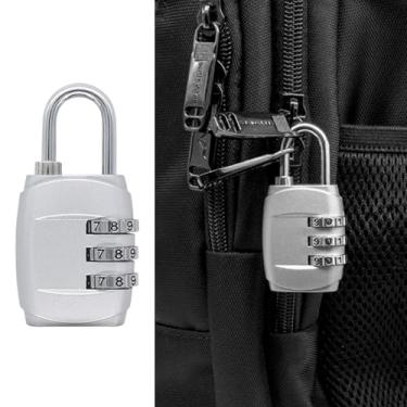 Imagem de 1 cadeado de combinação de 3 dígitos para armário externo à prova d'água academia - frequentadores e viajantes, para armários e bagagem, prata