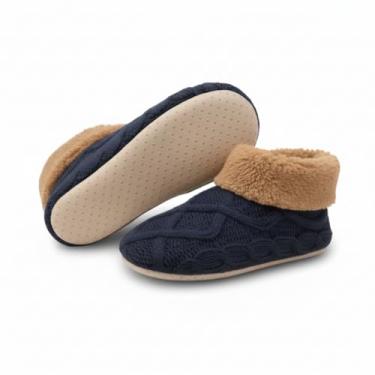 Imagem de LIGHT DOT Meias femininas de inverno grossas de lã de ovelha forradas com fio curto, antiderrapante, aderente, aconchegante, macia e quente, Azul marino, 6-10