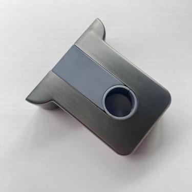 Imagem de Suporte de varão de chuveiro de plástico ajustável com base fixa para suporte de barra de trilho de banheiro (20-24 mm, cinza)