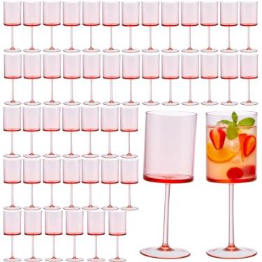 Imagem de JLYLOL 48 peças de taças de champanhe de plástico rosa de 283 g Taças de champanhe grandes reutilizáveis acrílico para brindes de casamento taças de água com haste copos de vinho para casamento e