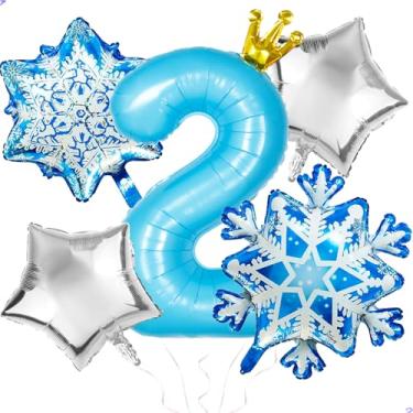 Imagem de Frozen 2nd Birthday Party Decorations Balloon, 40" Elsa 2 Balloon with Crown SnowFlake Foil Mylar Balloons for Princess Anna Elsa Frozen Theme Supplies, Birthday Decorations, Party Favors