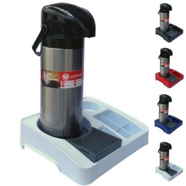 Imagem de Kit Bandeja Café Organizadora + Garrafa Térmica 1L Verona Inox Uniterm