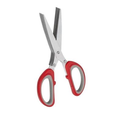 Imagem de Tesoura Picar Fatiar Alimentos Temperos Ervas 5 Lâminas Inox