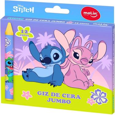 Imagem de Giz de Cera Jumbo Stitch Caixa com 12 Cores Molin