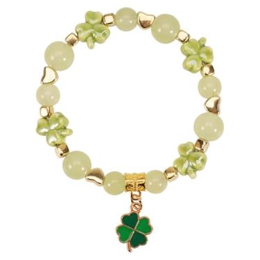 Imagem de Twinfree Pulseira com contas de trevo irlandês do Dia de São Patrício Lucky Kiss Me para mulheres e amigas, One Size, Miçangas, Sem Pedra Preciosa